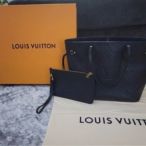 🖤 Louis Vuitton Black Leather MM Neverfull  🖤